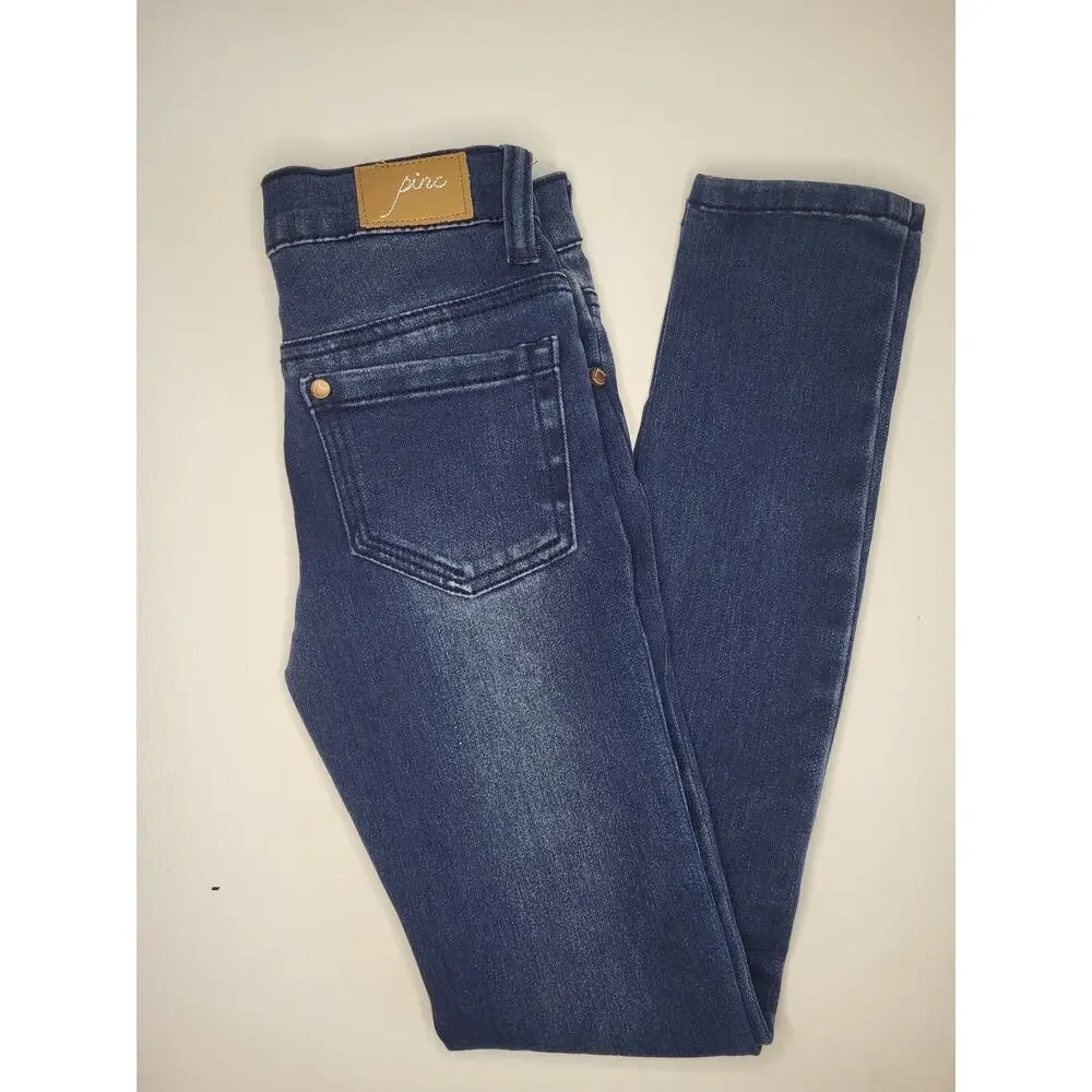 NWT Pinc Premium Girls Medium Wash Stretch Denim Skinny Jeans (Size 7)